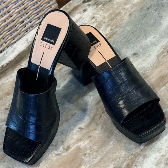 Women’s DOLCE VITA Marsha black platform chunky heeled sandals- Size 10 - Picture 7 of 7